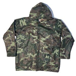 Seaway Waterproof Camo Rain Jacket Quilted Lining and Hood Size M Mens Hunting